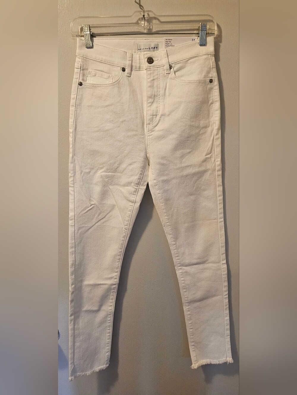 Loft The Skinny High Rise Regular Fit White Jeans Women's Size 24 NWT
